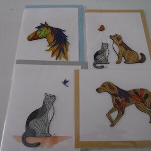 QUILL NOTE CARDS  ( 4-ANIMAL THEME)  NEW!!!!